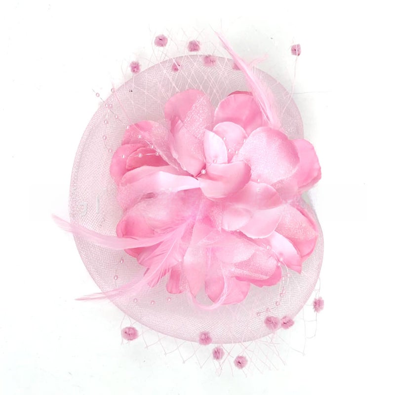 Generic Elegant Bridal Hat Veil Feather Hair Clip Accessory Champagne
