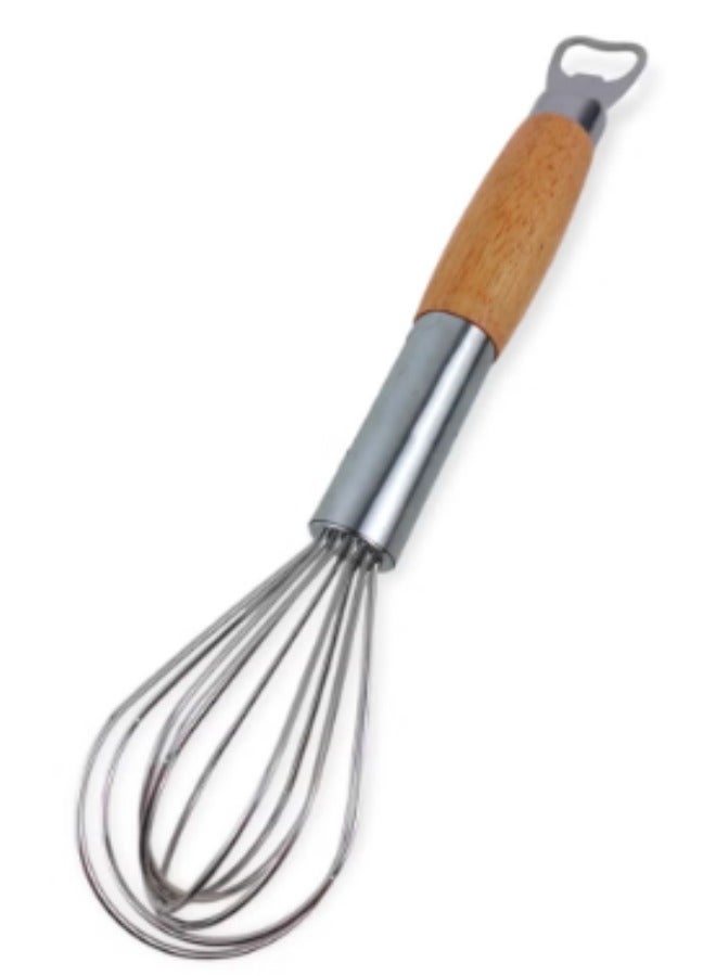 stainless steel egg whisk with bottle opener handle - Image 1