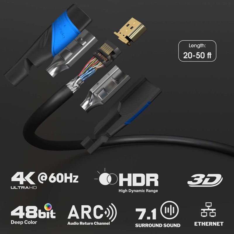 KabelDirekt 4K HDMI Cable – 50ft – Designed in Germany – HDMI Cord & TV Cable – Supports 4K@60Hz, UHD, Ethernet – HDTV, PC, PS5, Xbox, Switch & Other Devices - Image 2