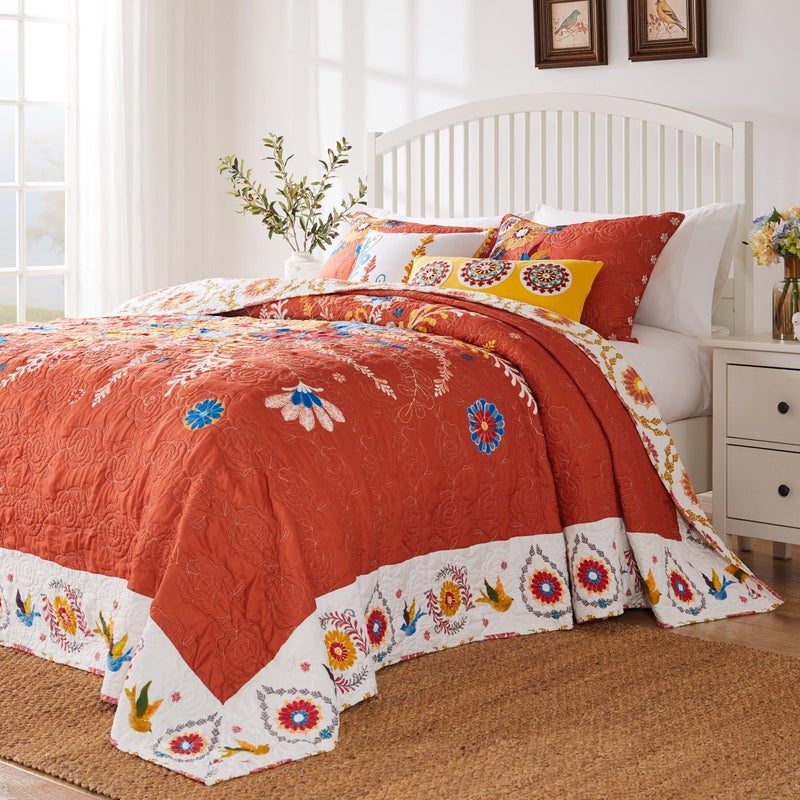 Greenland Home Fashions Greenland Home Barefoot Bungalow Topanga Quilted Bedspread Set 3Piece Jumbo King Multi - Image 2