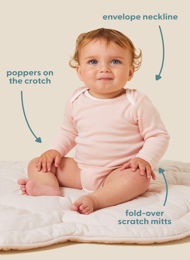 MORI Baby Long Sleeve Bodysuit in Blue Stripe for Boys & Girls - Bodysuit with Envelope Neck & Nickel Free Popper - 0-3 Months - Image 2