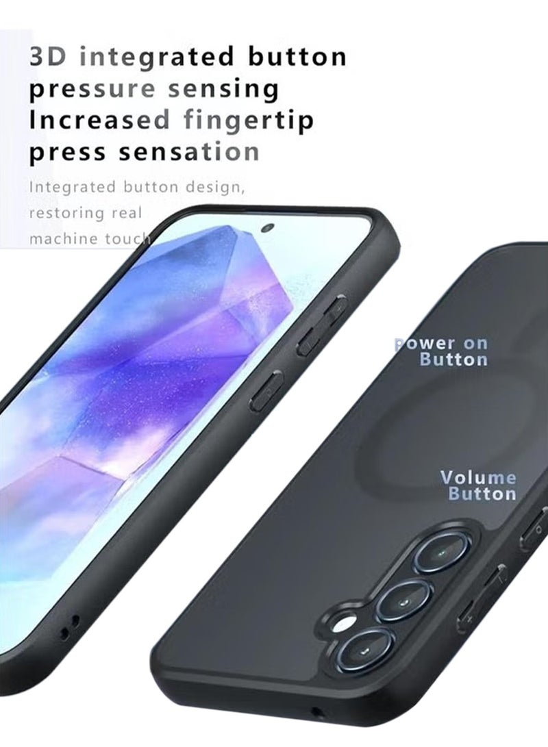 X-level Magnetic Case Compatible with Samsung Galaxy A 55 5G,Frosted Matte PC Four-corner Airbag TPU Shockproof Bumper Anti-Drop Cover for Samsung Galaxy A 55 - Image 3