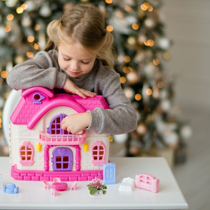 🏠 زهور صغيرة مقاس واحد باقة ورد وردي مع سلة معلقة وزينة منزلية باللونين الوردي والأخضر - Image 3