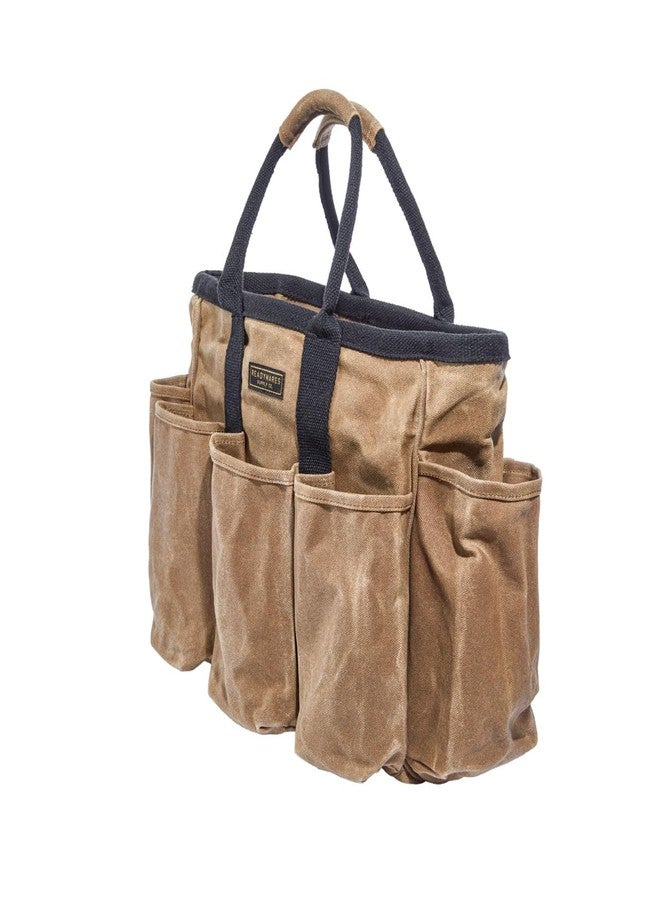 Readywares 14" Waxed Canvas Supply Bag/Garden Tool Tote/Cleaning Organizer/Mobile Bar/Versatile Storage Tote With Pockets/Utility Bag with Heavy Duty Handles - Image 3