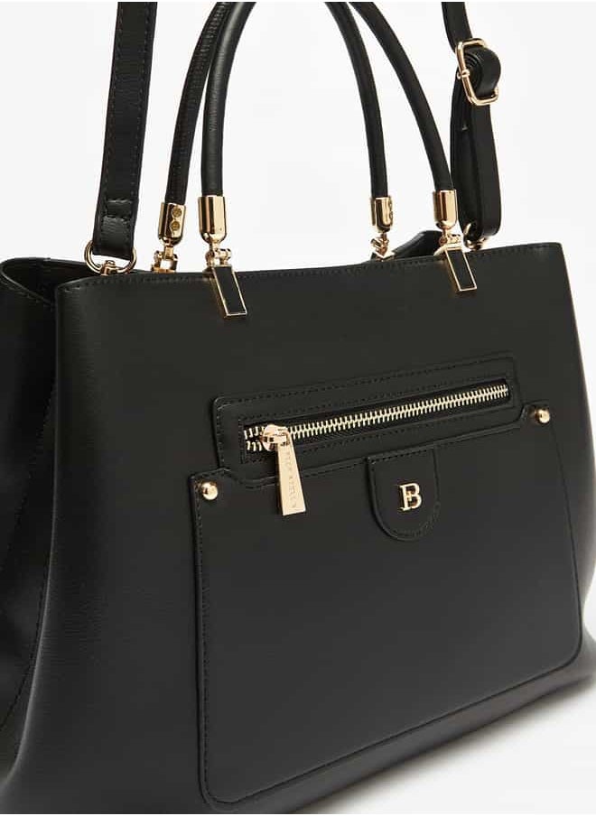 Flora Bella By Shoexpress Women Solid Tote Bag with Top Handles and Adjustable Strap  - Image 3