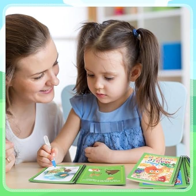 6 PACK WATER COLOURING BOOKS FOR KIDS, REUSABLE WATER PAINTING BOOKS WITH 6 PENS FOR 3-6 YEARS KIDS EDUCATIONAL TOYS ACTIVITY TRAVEL KITS - Image 3