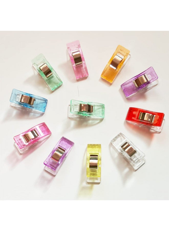 Otylzto Premium Plastic Clips, 100 Pcs with Box, Sewing Notions for Sewing Quilting Supplies Crafting Tools, Assorted Colors for Craft