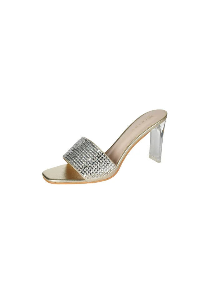 ZAYNA 221-129 Zayna Ladies  High Block Heel Slip on 18F9817-23 Gold