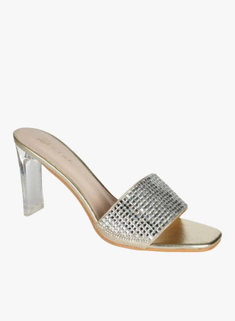ZAYNA 221-129 Zayna Ladies  High Block Heel Slip on 18F9817-23 Gold