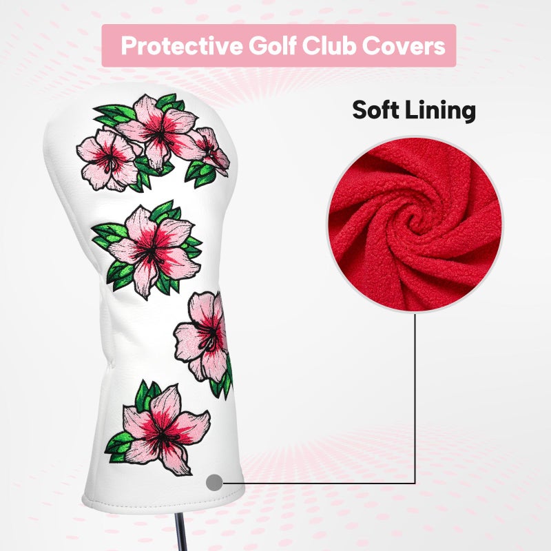 brdejc Golf Headcovers Embroidery Driver Cover Fariway Wood Headcover Hybrid Head Covers Leather Golf Club Covers for Most Brand(for Hybrid) - Image 4