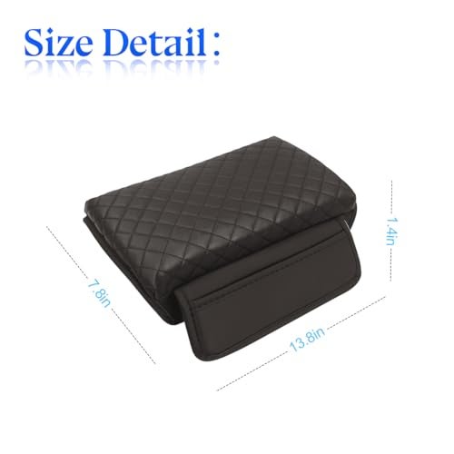 zipelo Car Armrest Cushion, Carbon Fiber Leather Auto Center Console Pad, Memory Foam Armrest Box with Storage Bag, Hand Rest Pillow with Organizer Pockets, Universal Fit for Most Vehicles (Coffee) - Image 2
