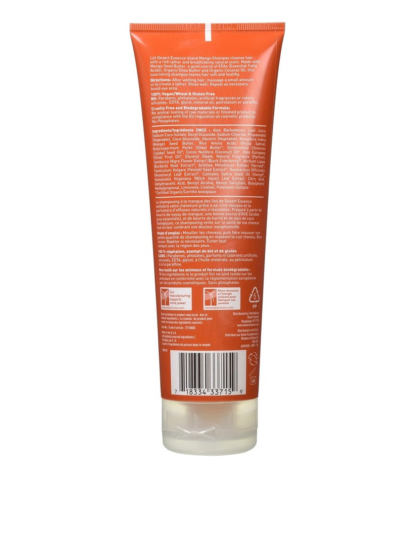 DESERT ESSENCE Desert Essence Island Mango Shampoo, 8oz - Rich Repair with Mango Seed Butter, Organic Hemp Oil, Jojoba & Shea Butter - Vegan, Gluten-Free - Tropical Scent  - Image 2