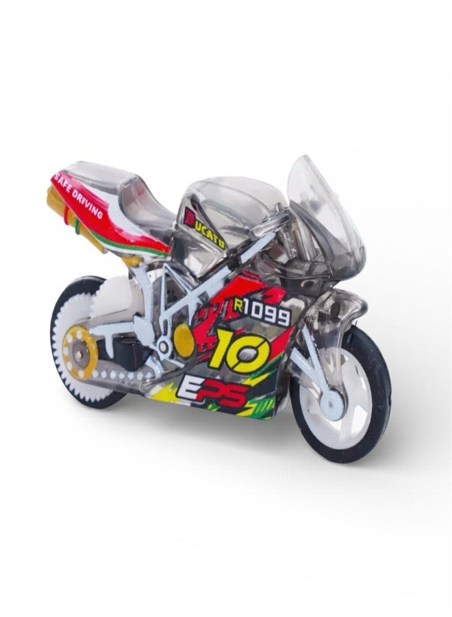 Blue Aura Kids Pull Back Motorcycle Toy Bike Keychain – Friction Powered Racing Bike Toy for Boys & Girls | Durable Plastic Mini Bike with Stylish Design (Blue) - Image 2