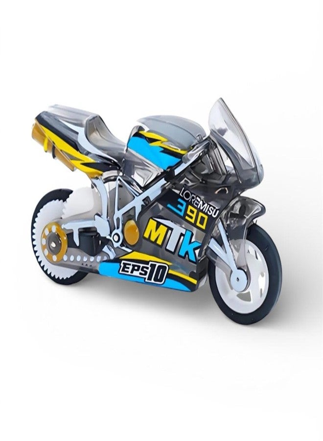 Blue Aura Kids Pull Back Motorcycle Toy Bike Keychain – Friction Powered Racing Bike Toy for Boys & Girls | Durable Plastic Mini Bike with Stylish Design (Blue) - Image 3