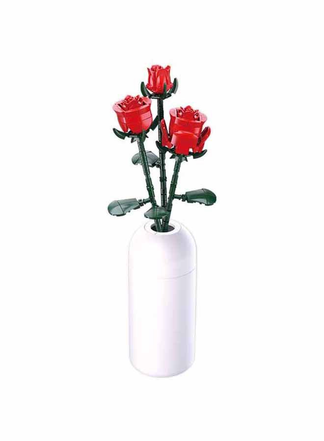 Sluban Flower Vase Building Kit - A Unique Flower Container With 254  Piece And Red Roses - Image 5