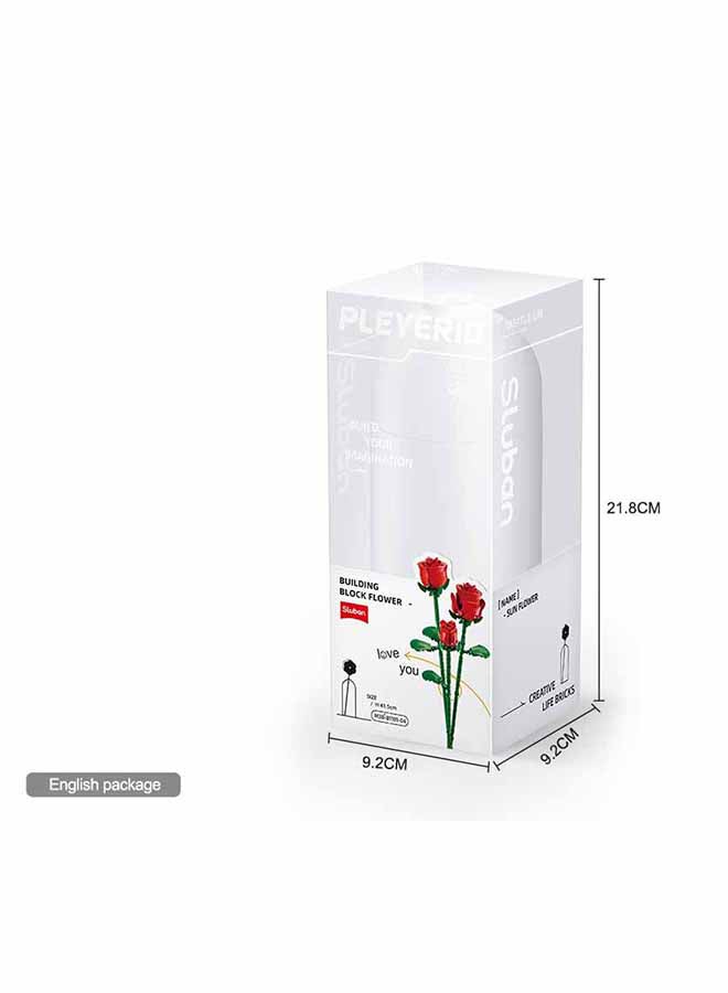 Sluban Flower Vase Building Kit - A Unique Flower Container With 254  Piece And Red Roses - Image 2