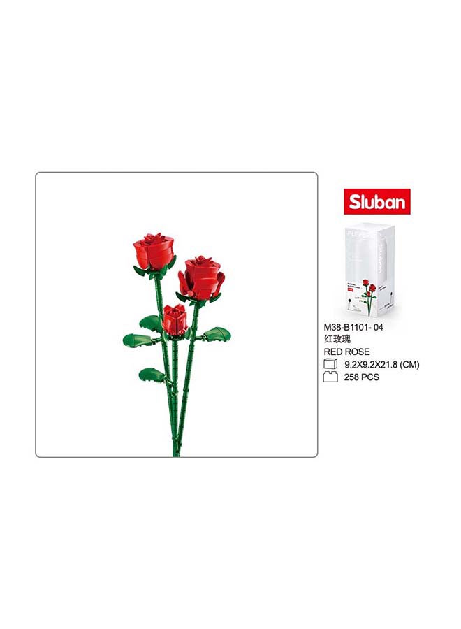 Sluban Flower Vase Building Kit - A Unique Flower Container With 254  Piece And Red Roses - Image 3