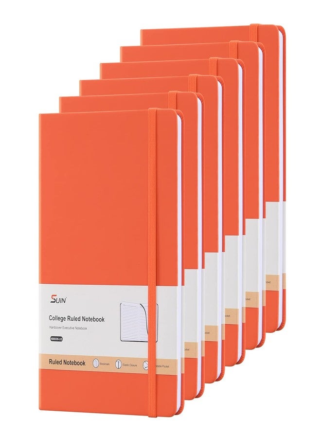 SUIN Hardcover-Journal-Notebooks, A5 Lined Journals Notebook for Writing 200 Pages, 8.2 x 5.5 inch, Classic Ruled Notebooks for Work/Travel/College (Orange- 6 Pack) - Image 1