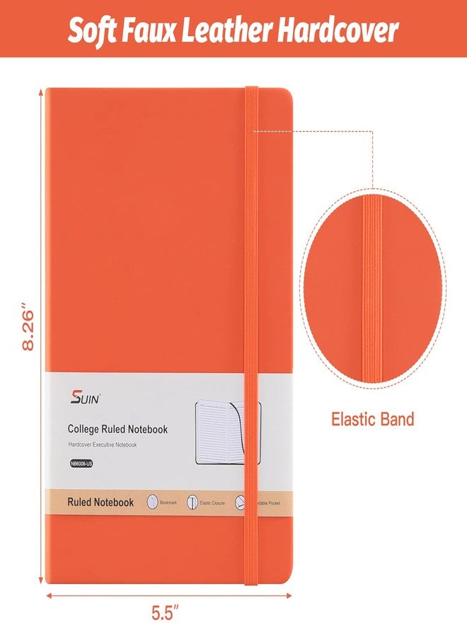 SUIN Hardcover-Journal-Notebooks, A5 Lined Journals Notebook for Writing 200 Pages, 8.2 x 5.5 inch, Classic Ruled Notebooks for Work/Travel/College (Orange- 6 Pack) - Image 2