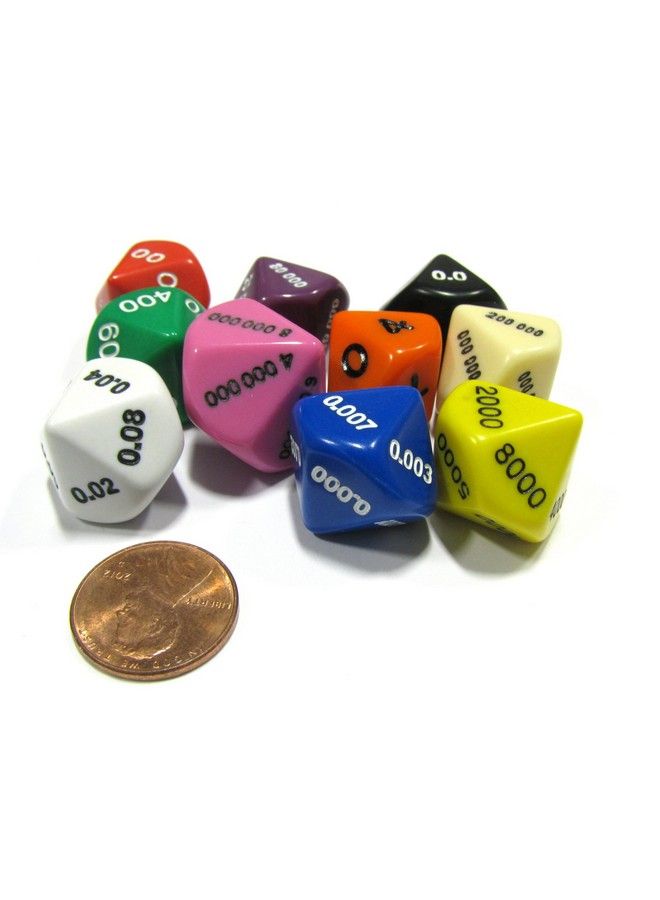 Koplow Games Set Of 10 Place Value D10 Dice Number Die For Counting 0.000 To 9999999 - Image 3
