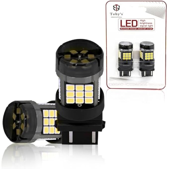 توبيز مصباح ليد أبيض T20 3157 2835 42Smd فائق السطوع 12 فولت بديل أبيض لمبات رقاقة 2835 خالية من الأخطاء لضوء الفرامل الاحتياطي للرجوع للخلف عبوة من قطعتين - Image 1