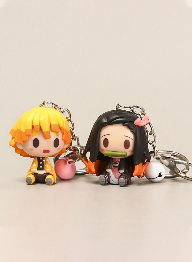 GROIC 4-Pcs Demon Slayer Figure Mini Figures Keychain, 1.77 Inch Anime Statues Set Upgraded Key Chain Action Movable Doll Toy Collection Decoration Model Statue Animation - Image 3