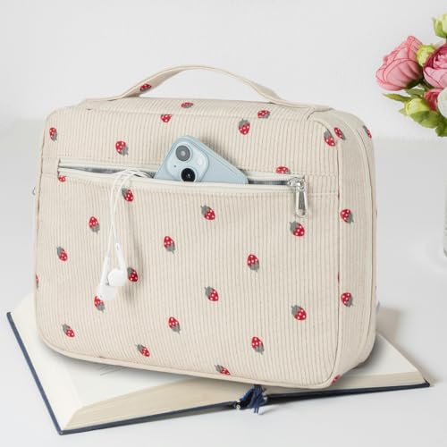 JIANYA Bible Cover Case for Women, Strawberry Bible Carrying Case Bible Carrier Bag for Girls with Handle and Zipper Pocket - Image 2