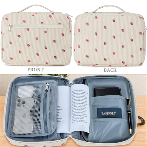 JIANYA Bible Cover Case for Women, Strawberry Bible Carrying Case Bible Carrier Bag for Girls with Handle and Zipper Pocket - Image 4
