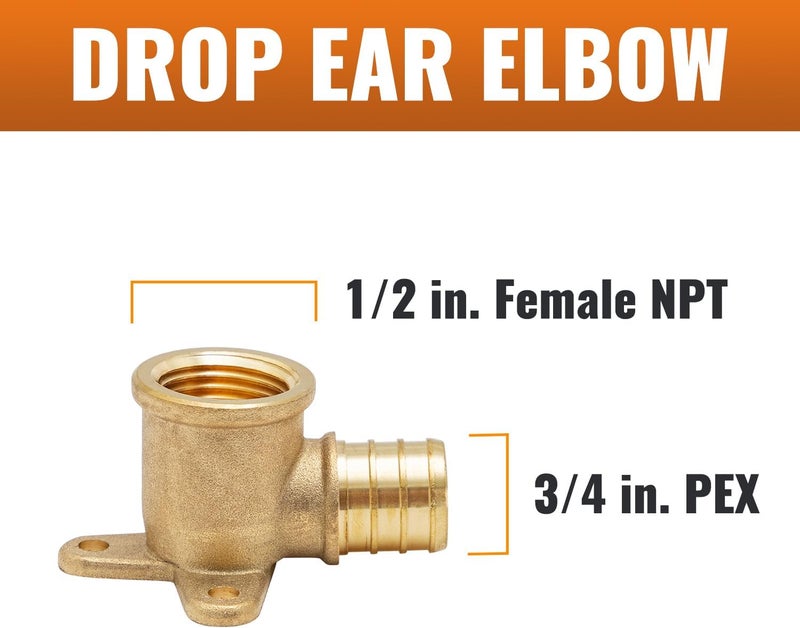 SUNGATOR 2-Pack PEX 3/4" x 1/2" Female NPT Drop Ear Elbow, from PEX B to Threaded Pipe - Image 2