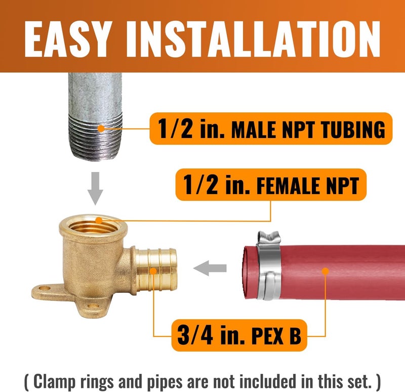 SUNGATOR 2-Pack PEX 3/4" x 1/2" Female NPT Drop Ear Elbow, from PEX B to Threaded Pipe - Image 3