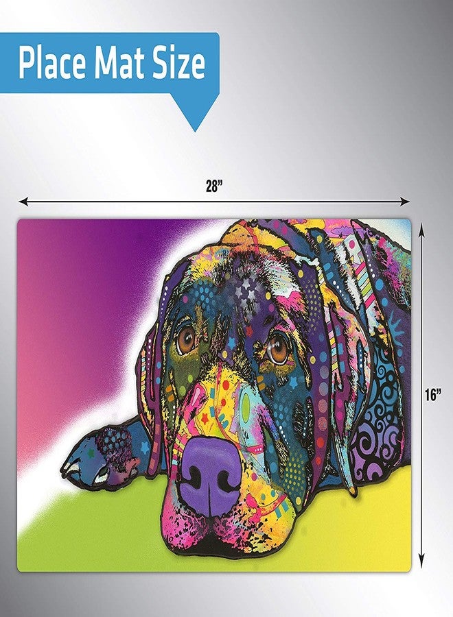 Drymate Pet Placemat, Dean Russo Designs, Dog Food Mat, Cat Food Mat, Zorb-Tech Anti Flow Technology for Surface Protection (USA Made) (16" x 28", Savvy Labrador) - Image 2