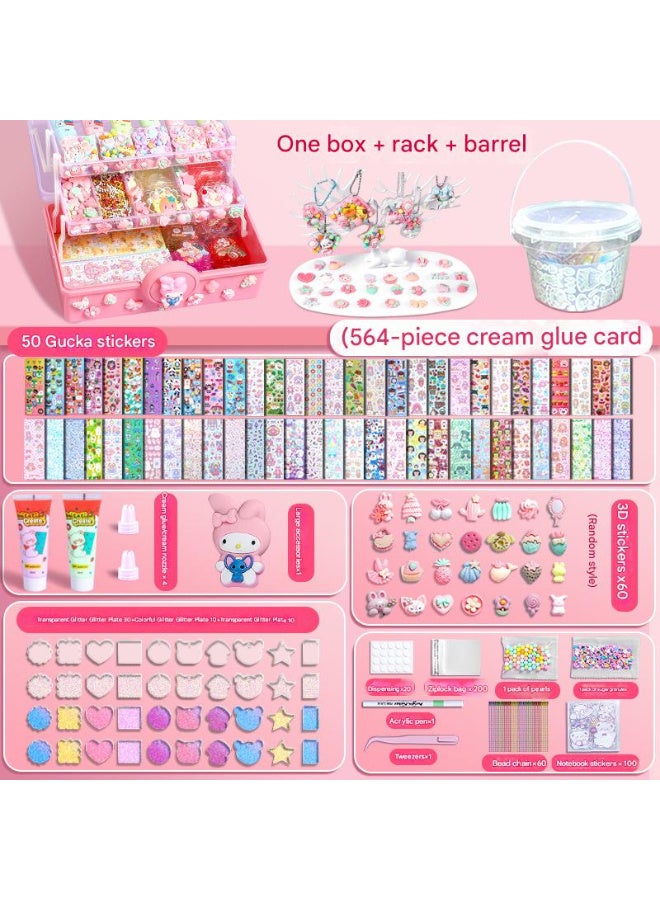 KADRAMA 564Pcs Cream Gum Guka Set with Storage Box, DIY Art and Craft for Kids, Delivery of Beautiful Gift Boxes,Brackets and Storage Buckets, Cream Glue, Beads and Other Rich Accessories - Image 3