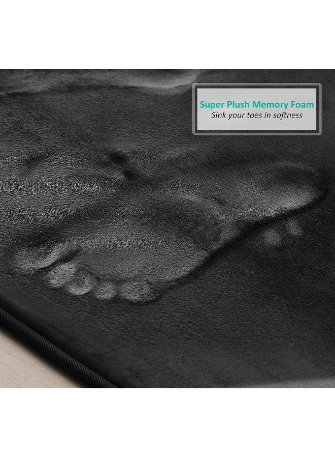 Clara Clark Bathroom Rugs, Velvet Memory Foam Bath Mat, Non-Slip, Machine Washable Bath Rugs - Dries Quickly, Ultra Soft Plush Bath Mats For Bathroom, Set Of 2 Bath Rugs, 17 X 24/20 X 32, Black  - Image 5