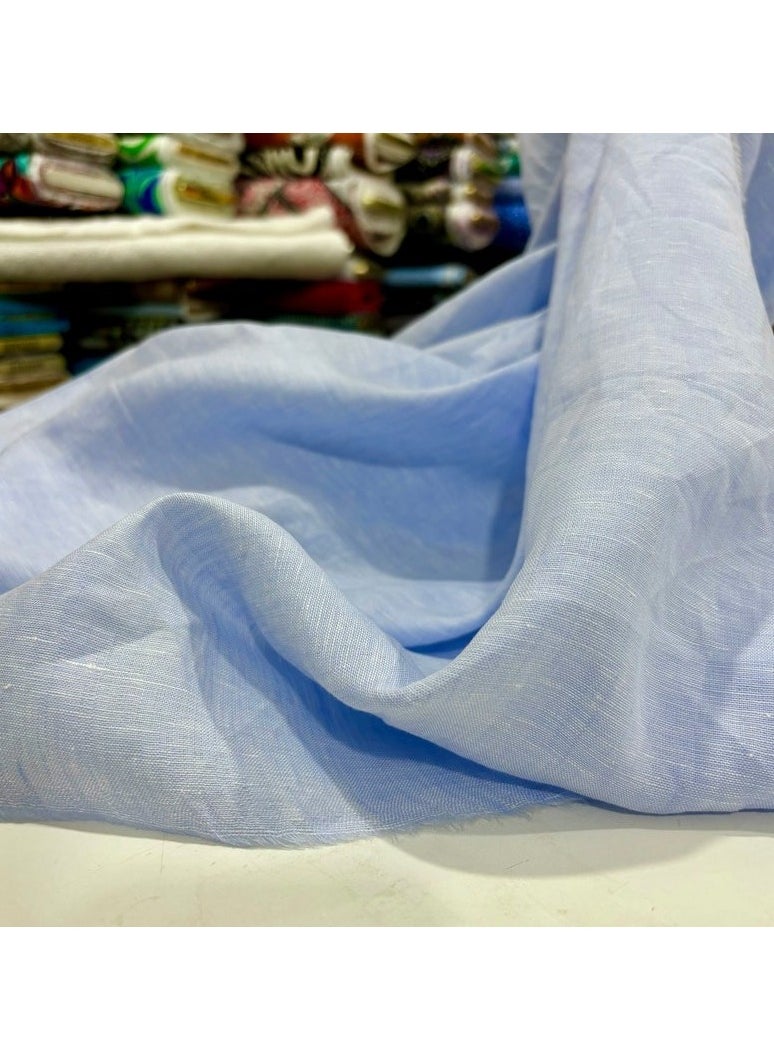 JewelOnPalette 100% Pure Linen Fabric, 58" Wide Linen Material for Cut by The Yard for Dress, Blouse, Shirt, Craft and Embroidery - Light Blue  - Image 1