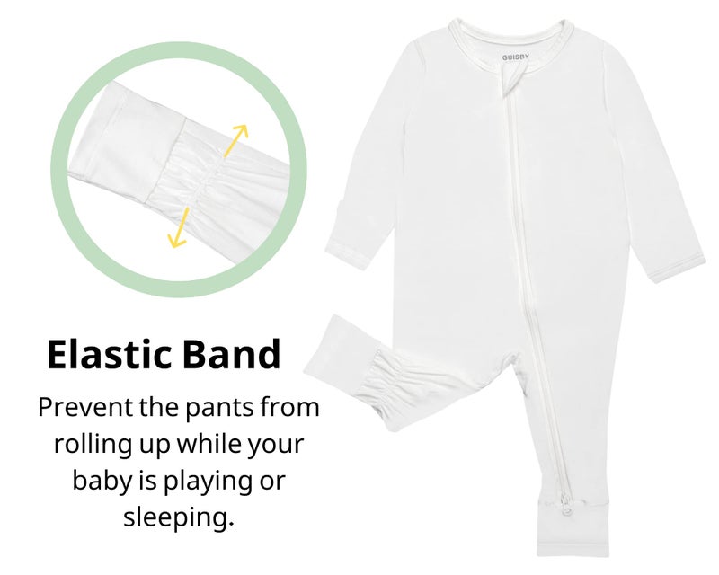 GUISBY Baby Footless Pajamas, Rayon Long Sleeve with Zippers Snug Fits 3 Piece Sleepers 0-3 Months - Image 4
