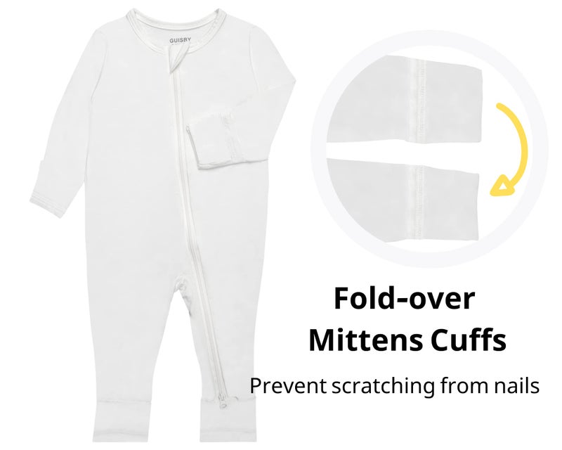 GUISBY Baby Footless Pajamas, Rayon Long Sleeve with Zippers Snug Fits 3 Piece Sleepers 0-3 Months - Image 3