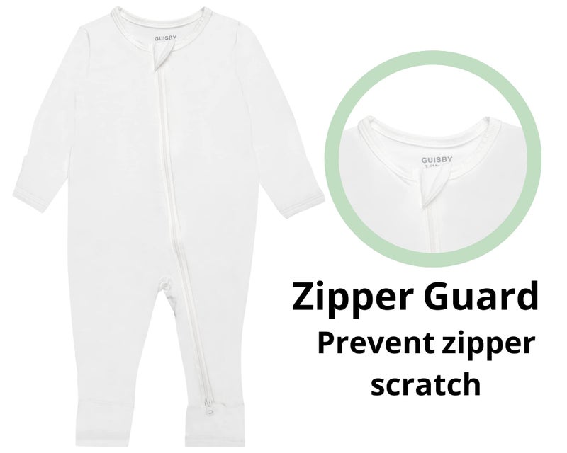 GUISBY Baby Footless Pajamas, Rayon Long Sleeve with Zippers Snug Fits 3 Piece Sleepers 0-3 Months - Image 2
