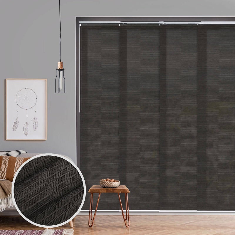 GoDear Design GoDear Design Adjustable Sliding Panel Track Vertical Blinds for Windows 458 86 W x 96 H Extendable Patio Door Blinds for Sliding Door Trimmable Fabric Panel Curtinsa SemiPrivacy Tea Time 
