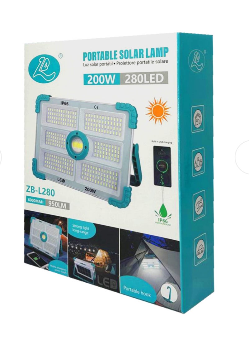 Portable Solar Lamp 300 Watts, 374 LED , With COB Multi Color Light, indoor Outdoor, Strong Light, Long Range, IP66 waterproof. - Image 2