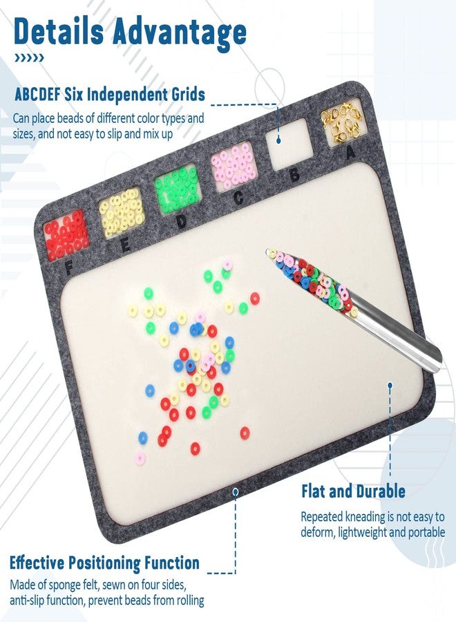 Pletpet 2 PCS Set Bead Mats with Bead Scoop, Beading Trays Boards with Six Individual Grids for DIY Craft Jewelry Making(11.4x8.07inch) - Image 4