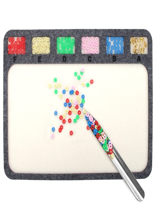 Pletpet 2 PCS Set Bead Mats with Bead Scoop, Beading Trays Boards with Six Individual Grids for DIY Craft Jewelry Making(11.4x8.07inch) - Image 1