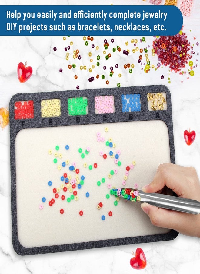 Pletpet 2 PCS Set Bead Mats with Bead Scoop, Beading Trays Boards with Six Individual Grids for DIY Craft Jewelry Making(11.4x8.07inch) - Image 3