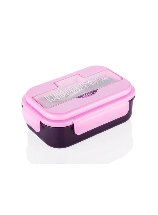 Attro Magic Lunch Box Comes with 3 Compartment,2 Spoons&Stylish Lid Use As Phone Holder Made with Heavy Platic Material Bpa Free Perfect for School,Office,Outdoor-Pink Purple,1200 ml - Image 1