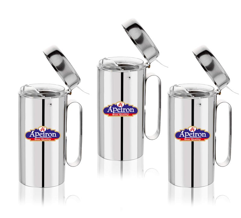APEIRON Stainless Steel Oil Dispensers with Handle for Kitchen (Silver) (3) - Image 1