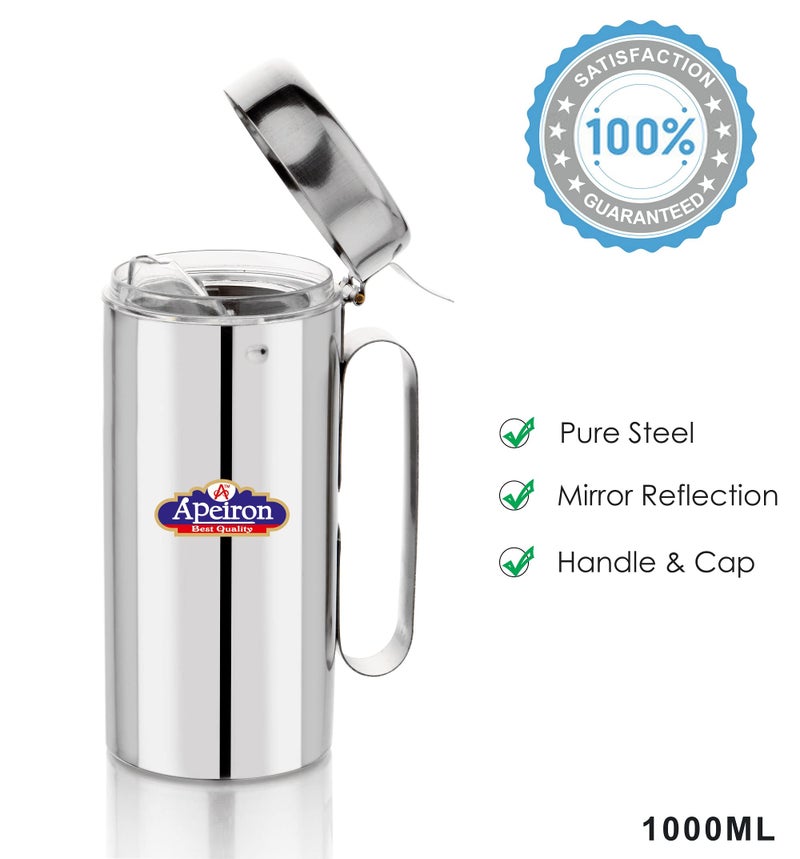 APEIRON Stainless Steel Oil Dispensers with Handle for Kitchen (Silver) (3) - Image 4