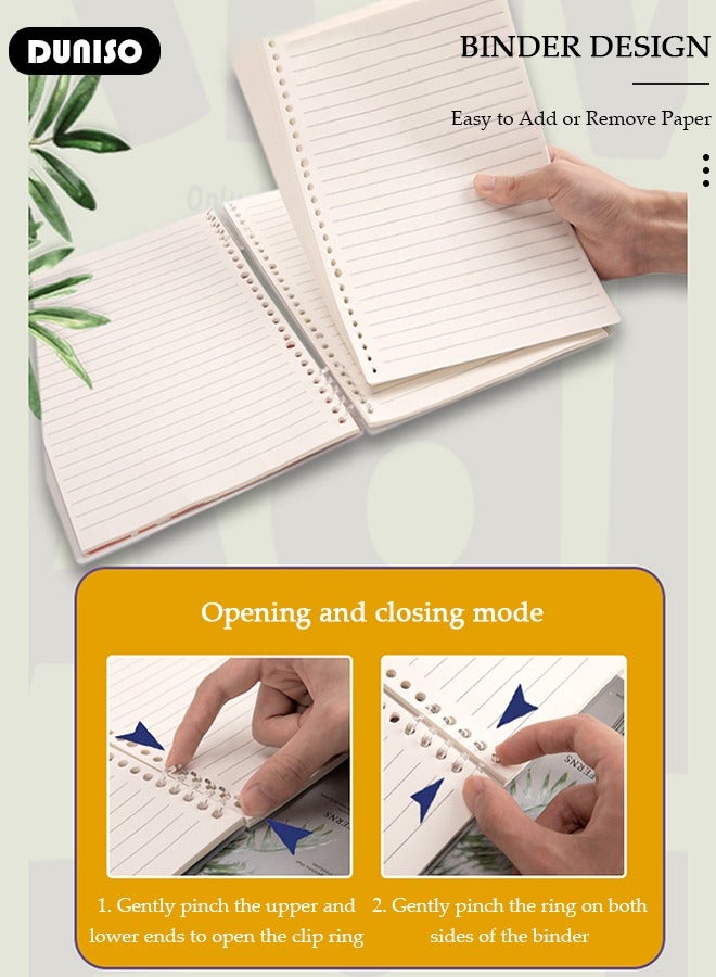DUNISO 2 Packs B5 Binder Notebook, Refillable Notebook, Detachable Horizontal notebook, Portable Notebook for Study and Notes, 180 Degree Notepad for Office Product - Image 2