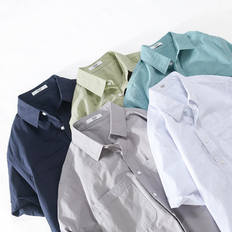 Summer Men'S Casual Short-Sleeved Cotton Comfortable Shirt Loose Simple Workwear All-Match Fashionable Youth Fresh Men'S Shirt - Image 5
