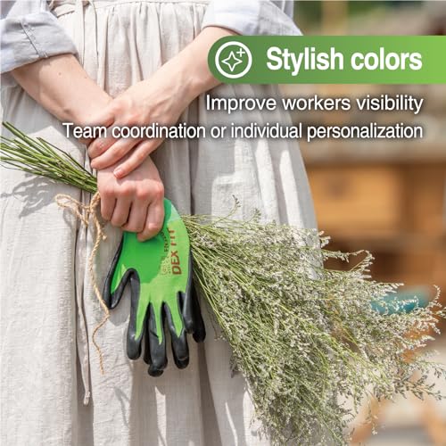 DEX FIT Premium Nylon Work Gloves FN320 - Firm Nitrile Grip, 3D-Comfort Stretchy Fit, Thin & Lightweight, Protective & Durable, Breathable, Machine Washable; Navy 8 (M) 3 Pairs - Image 5