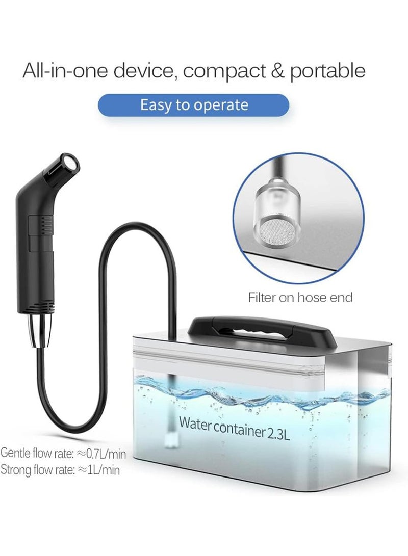 FLYROAD Electric Rechargeable Handheld Personal Travel Bidet Sprayer for Toilet,Bathroom and Outdoor Hiking Strong - Soft Pressure Options Refreshing Clean with 2.3Liters Water Storage (Black 2.3Liters) - Image 3