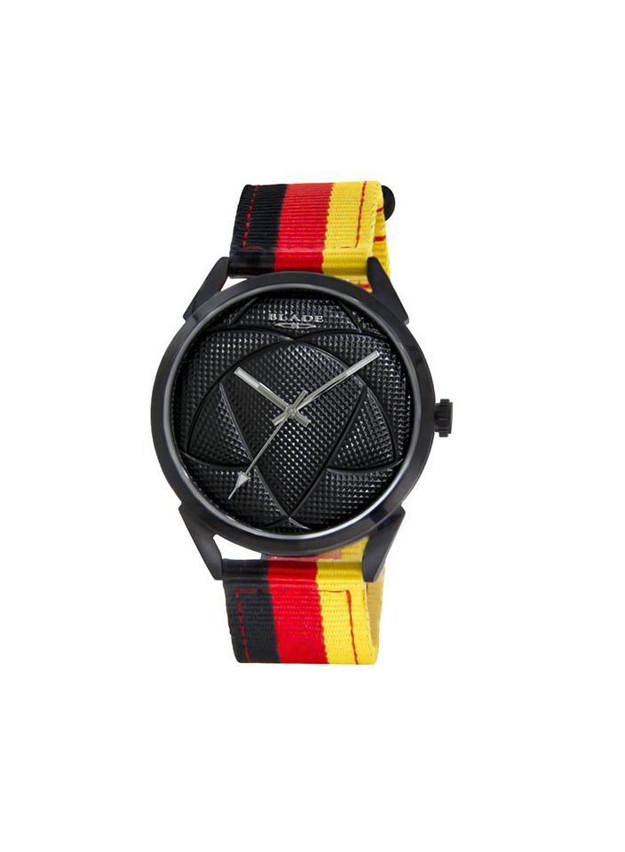 BLADE Retro Fútbol  Black-Red-Yellow 3697GNN6F SS & Nylon 3-Hands Unisex Watch - Image 1